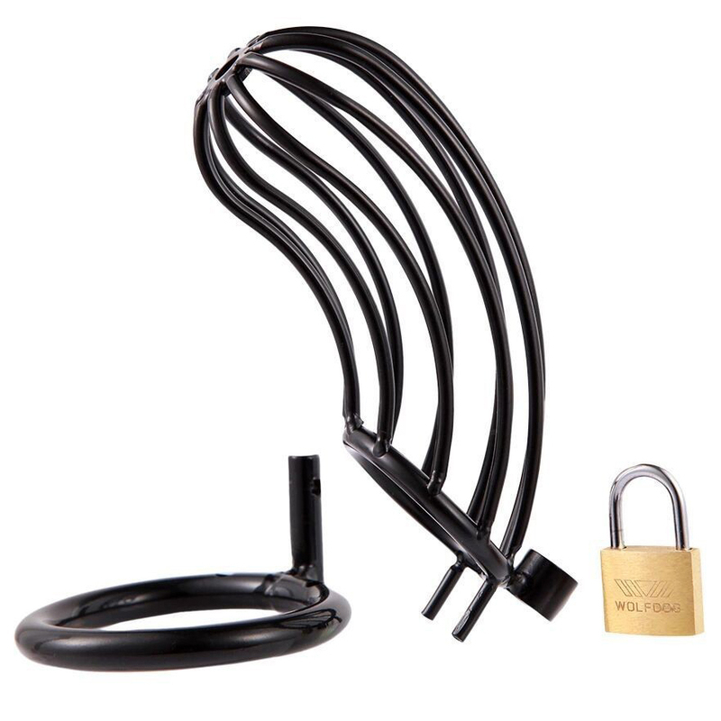 Cage de Chasteté en métal Grille 12 x 3.5cm Anneau 50mm Noir