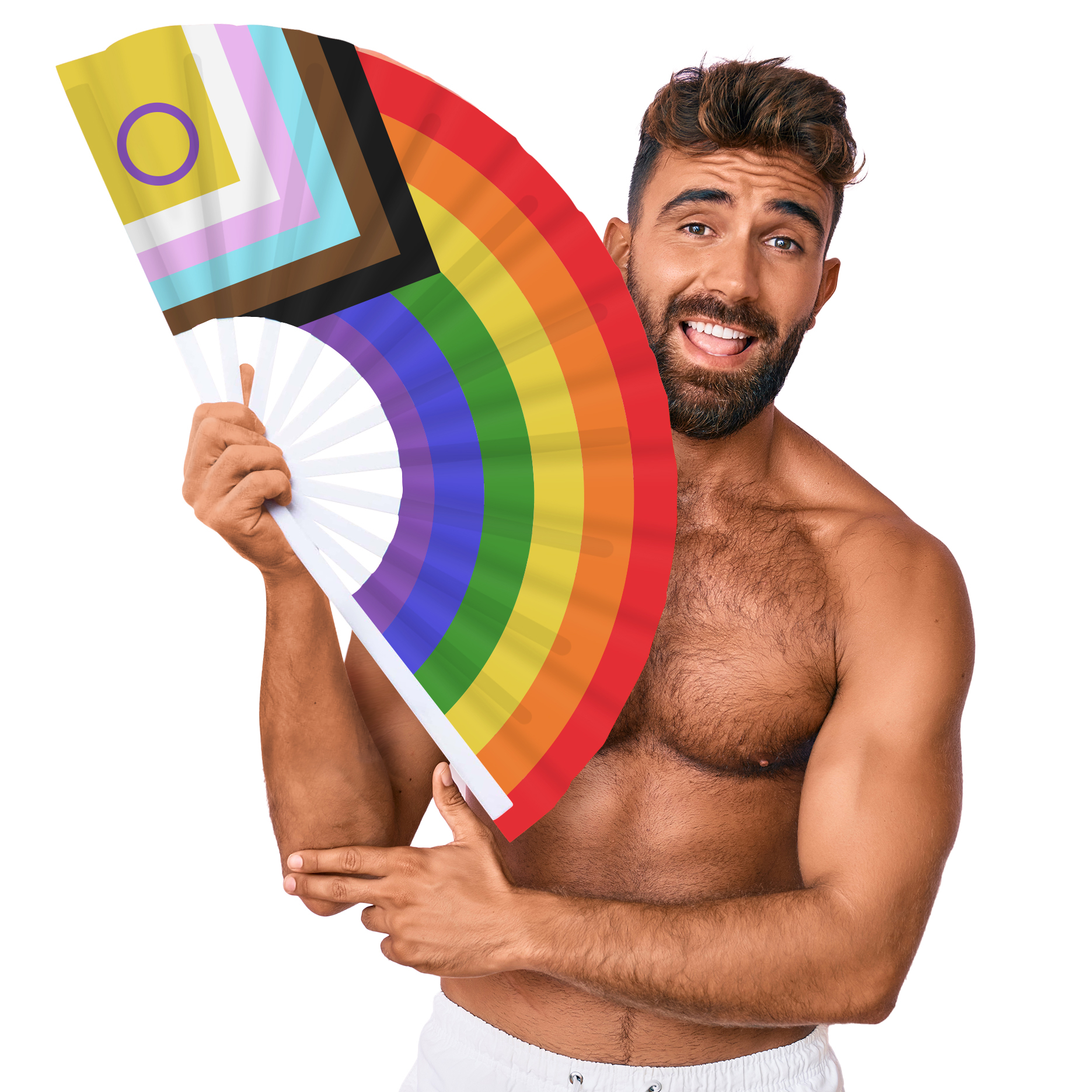 Éventail Géant Arc en ciel LGBTQIA 64cm