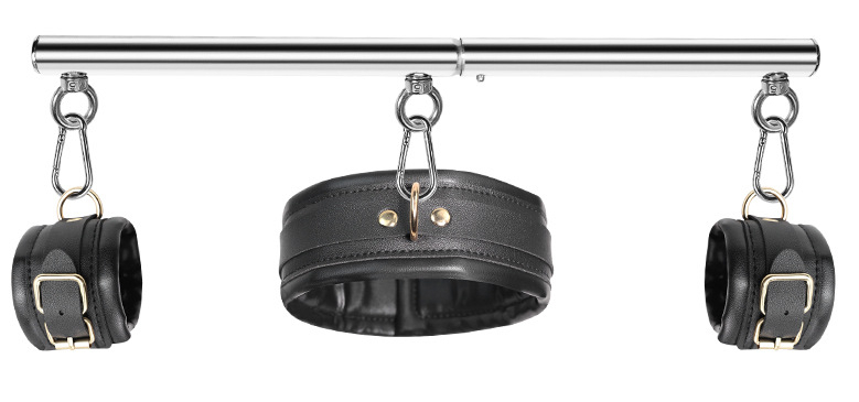 Kit Barre de maintien Collier et Menottes Simply Dom Noir
