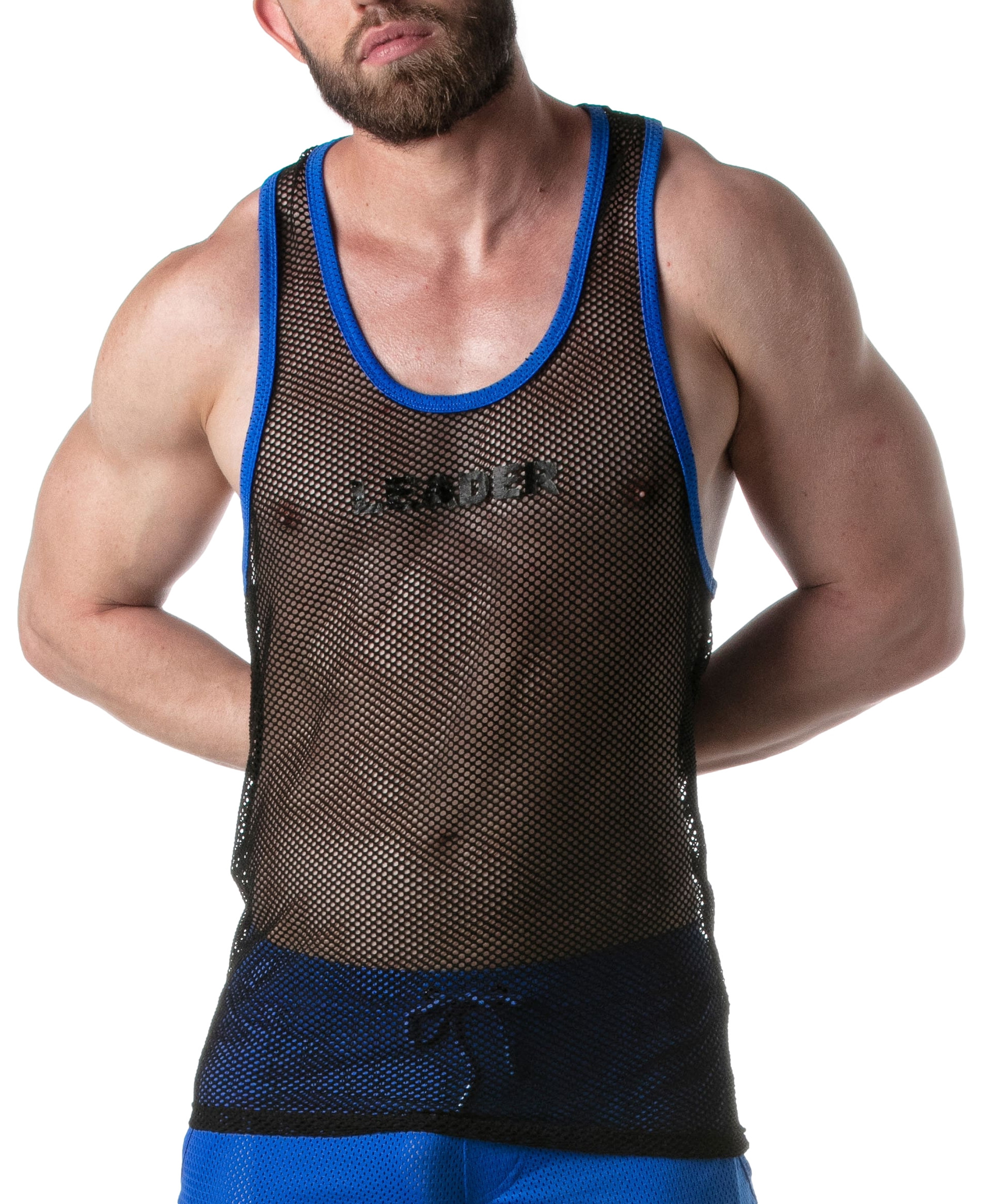 Débardeur en mesh TANK TOP Noir-Bleu