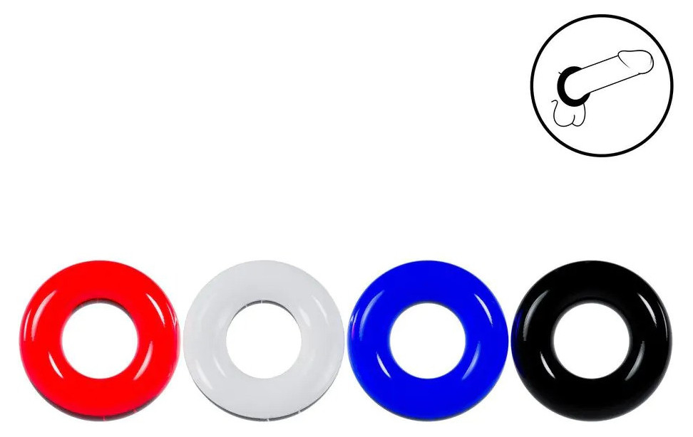 Lot de 4 Cockrings CockFlex 17 mm Multicolores