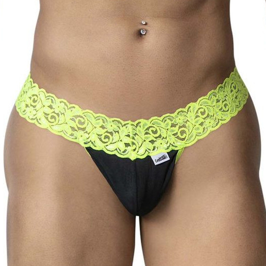 String en dentelle Beltis Noir-Jaune