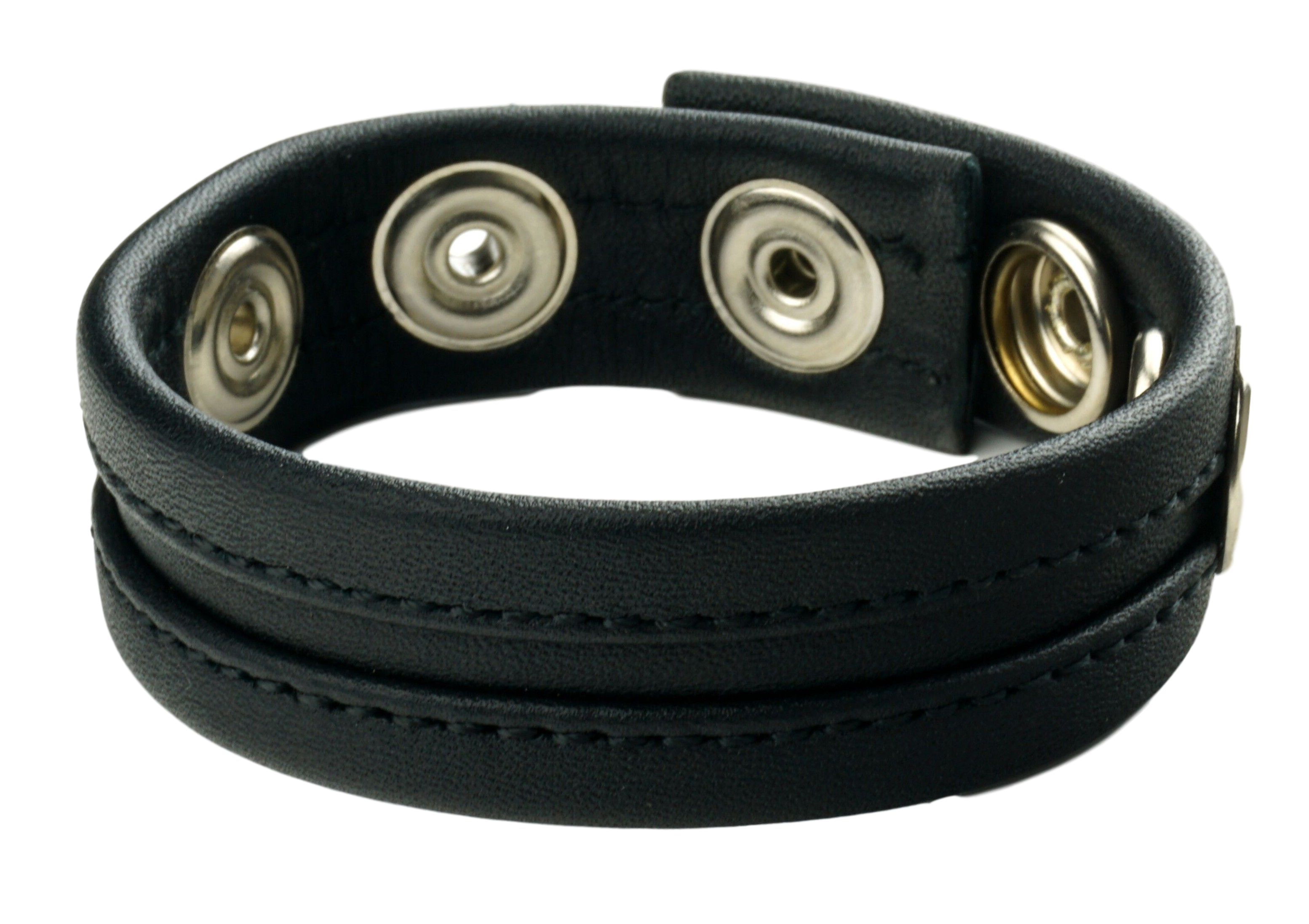 Cockring en cuir 3 pressions Noir