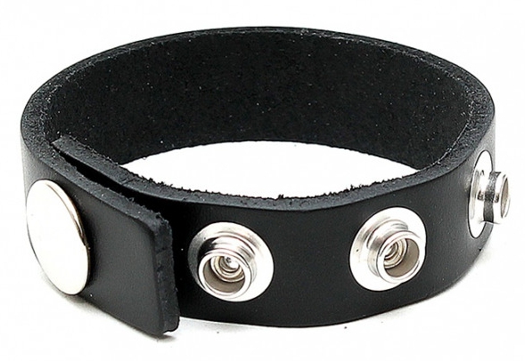 Cockring en cuir Brut 4 pressions Noir
