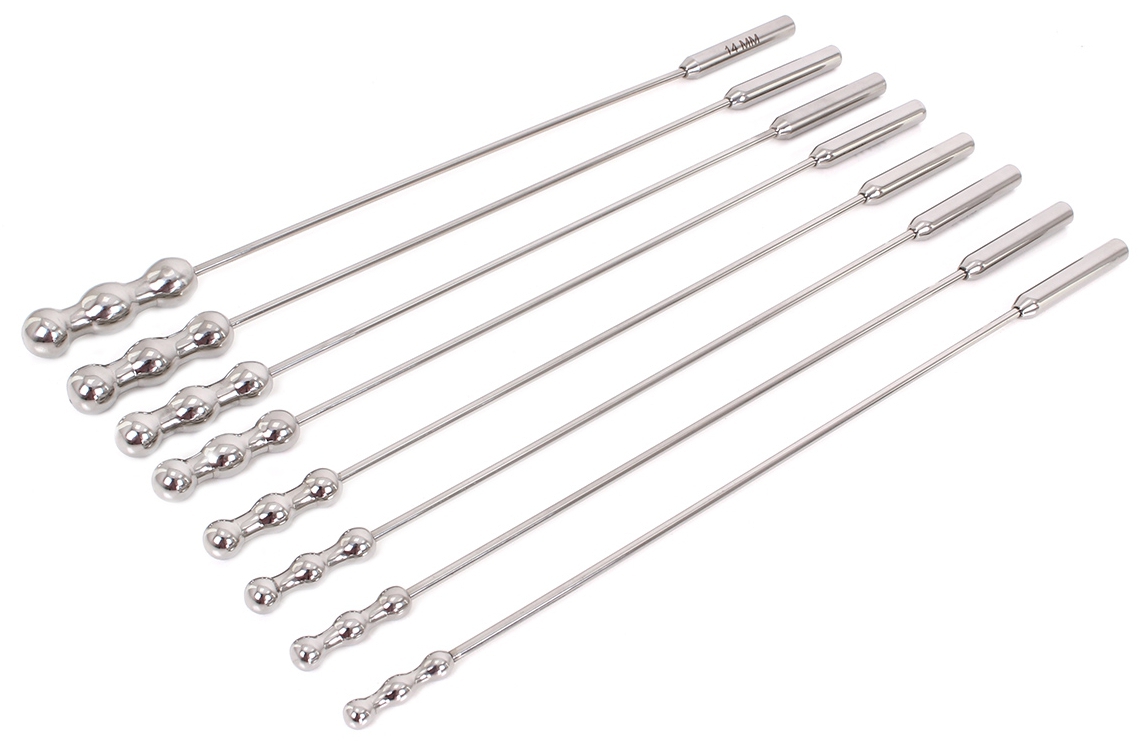 Lot de 8 tiges d'urètre Dilator Beads 28cm - Diamètre de 7 à 14mm