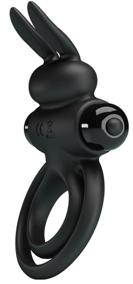Cockring vibrant Dick Rabbit Petty Love 25mm Noir