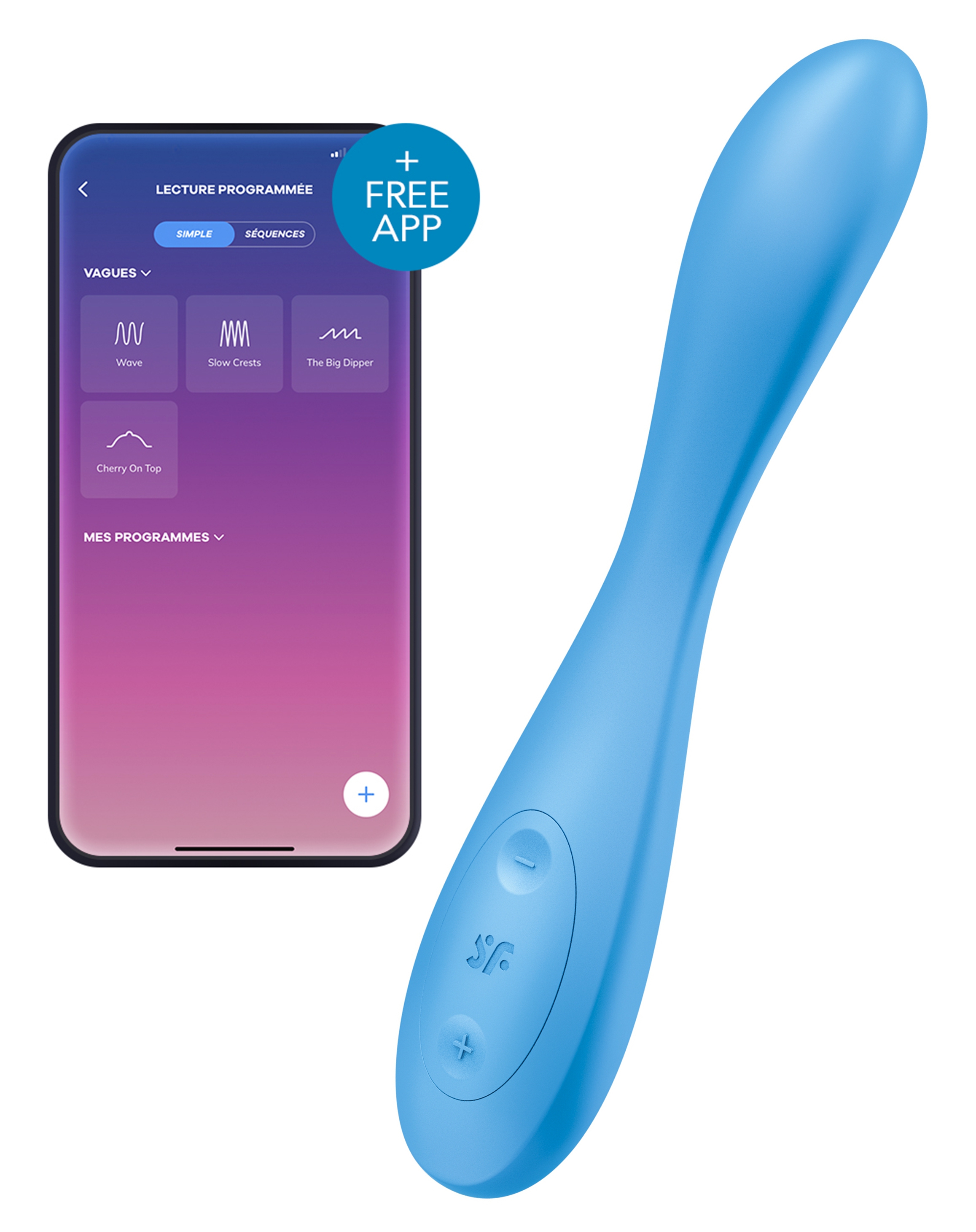 Vibro connecté G-SPOT FLEX 4 Satisfyer 20cm Bleu