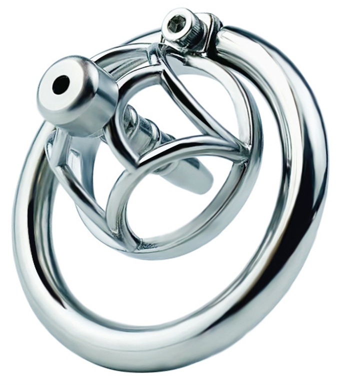 Cage de chasteté en métal avec Plug d'urètre Hexy 3 x 3.3cm