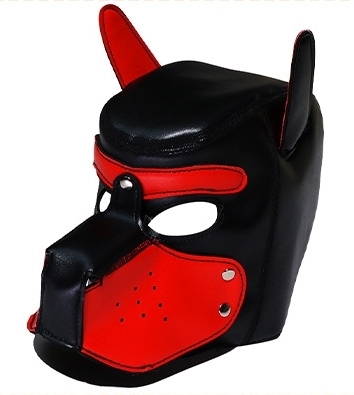 Cagoule PUPPY Simili Noir-Rouge