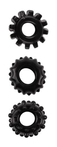 Set van 3 flexibele cockrings Gear Up Zwart