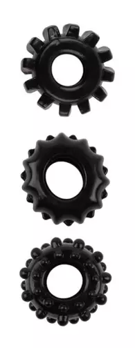 Set mit 3 weichen Cockringen Gear Up Schwarz – 1/3