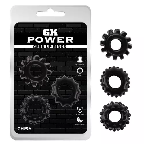 Set mit 3 weichen Cockringen Gear Up Schwarz – 3/3