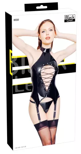 Korsett Strumpfhalter VINYL BASQUE ROPE Schwarz – 6/6