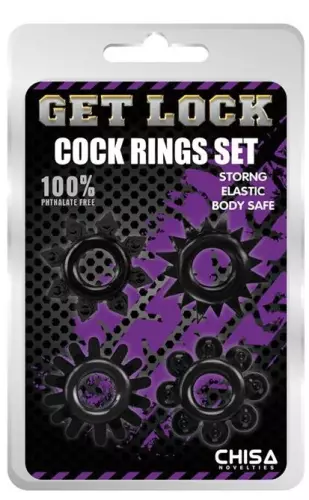 Set 4 weiche Cockrings Ring Stars Schwarz – 6/7