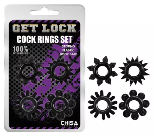 Set 4 weiche Cockrings Ring Stars Schwarz – 7/7