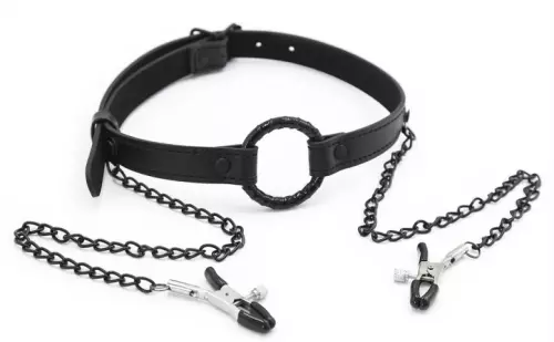 Knebel-Ring und Nippelzange Gag Nip Schwarz – 1/7