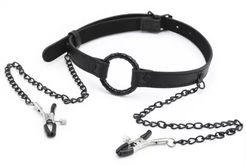 Knebel-Ring und Nippelzange Gag Nip Schwarz – 2/7