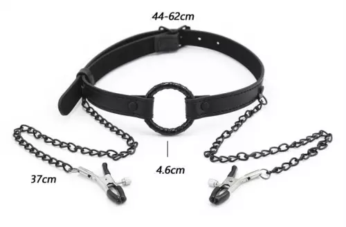 Knebel-Ring und Nippelzange Gag Nip Schwarz – 5/7