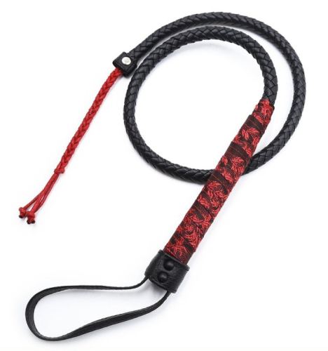 Peitsche Chinese Design 90cm Schwarz-Rot