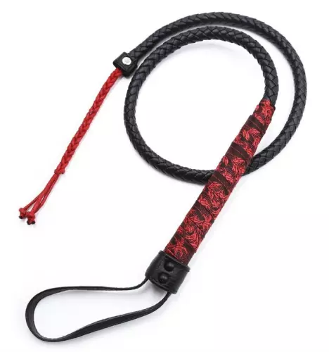 Peitsche Chinese Design 90cm Schwarz-Rot – 1/7