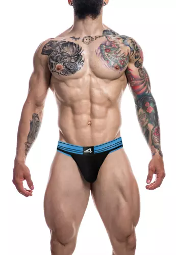 Jockstrap Rugby Zwart-Blauw – 3/4