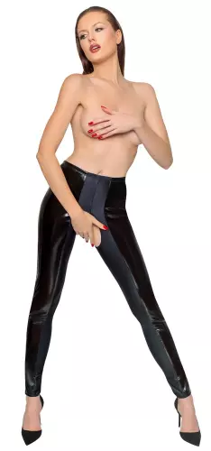 Vinyl-Leggings Crotch Schwarz – 4/5