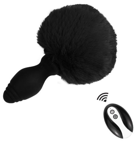 Vibrating Plug with Pom-pom Tailyvibe 6.5 x 3.1cm Black
