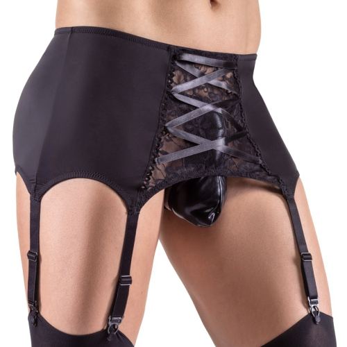 Men's Garter Belt Lace Black