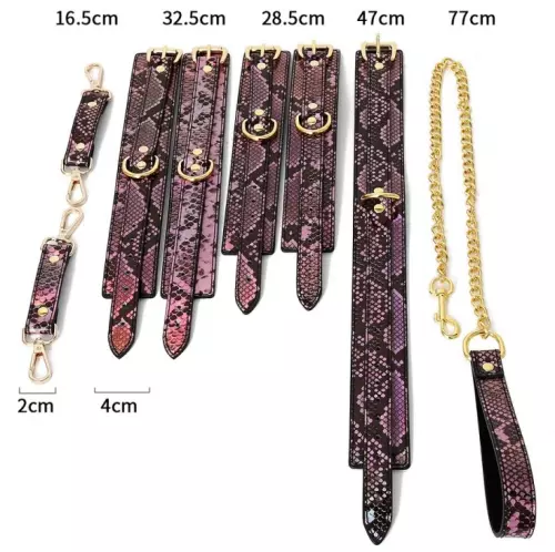 SM-Kit Snakine Halsband und Manschetten Schwarz-Rosa – 4/4