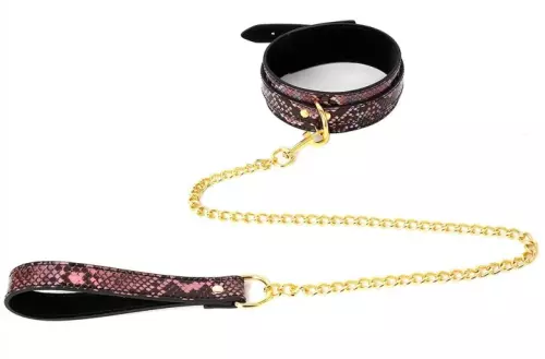 Halsband-Leine Snakine Schwarz-Rosa – 2/6