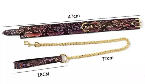 Halsband-Leine Snakine Schwarz-Rosa – 3/6