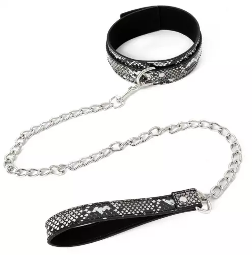 Halsband-Leine Snakine Schwarz-Silber – 2/2