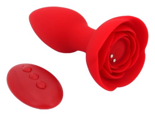 Rose 10 x 4cm vibrating jewel plug