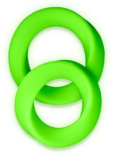 Set of 2 Glow Ring Phosphorescent Cock Rings 33mm