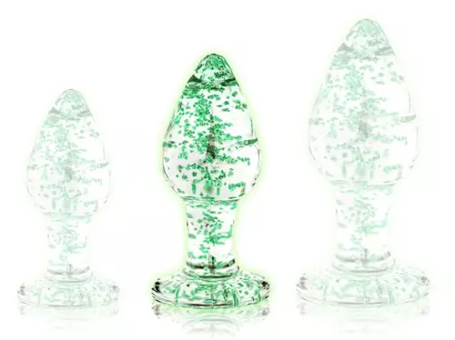 Phosphoresziercender Glasplugs BUTT GLOW M 7 x 3,2cm – 1/7