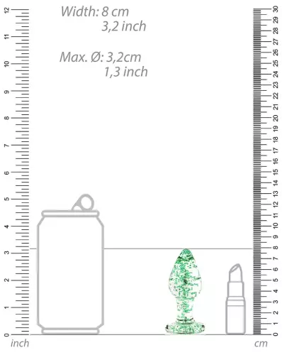 Phosphoresziercender Glasplugs BUTT GLOW M 7 x 3,2cm – 6/7
