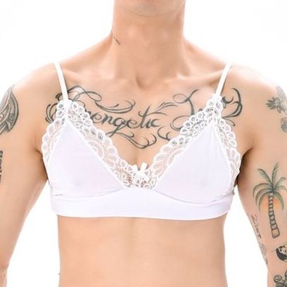 Lace Border Bra White
