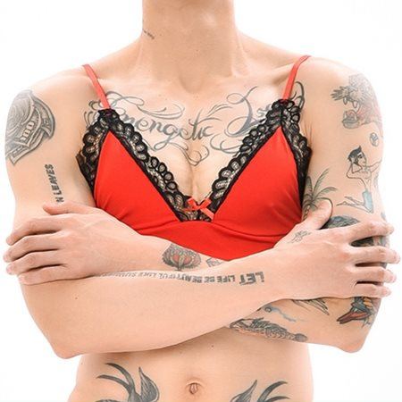 Lace Border Bra Red-Black