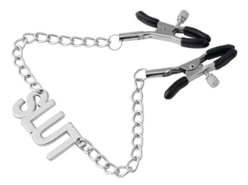 Nipple Clamps with Slut Plate 38cm