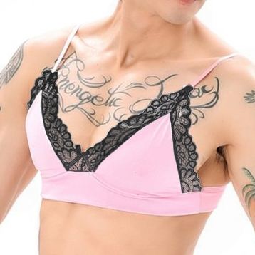 Lace Border Bra Pink-Black