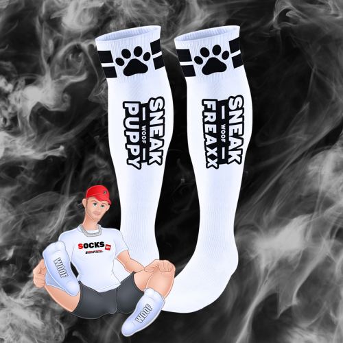 Lange Socken Puppy Tube Weiß-Schwarz