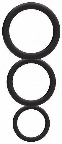 Set von 3 schwarzen Cockringen aus Silikon