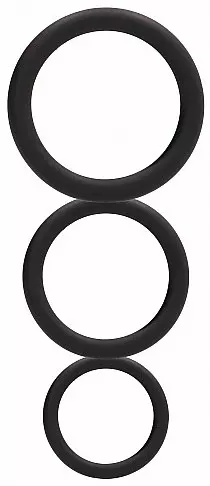 Set von 3 schwarzen Cockringen aus Silikon – 1/4