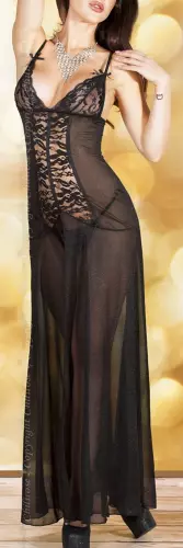 Langes Spitzenkleid Armanda Schwarz – 2/2