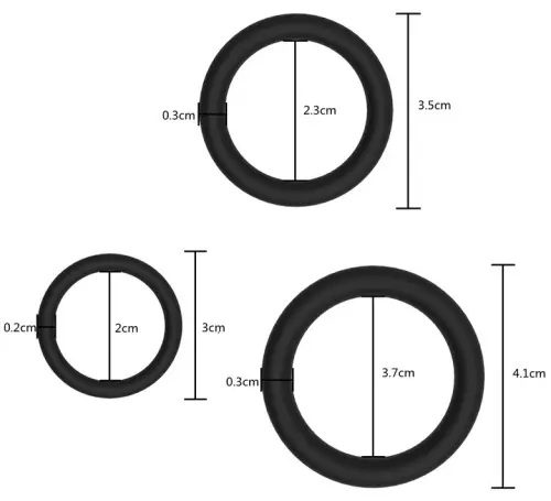 Set von 3 dünnen Dick Stretch Cockringen Schwarz – 2/3