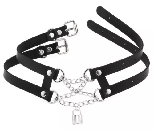 Pendant Lock Choker Necklace Black – 2/3