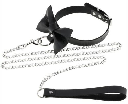 Bowy Slave Leash Collar Black