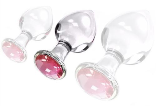 Diamond Glassy Jewelled Glass Plug M 7.5 x 3.4cm