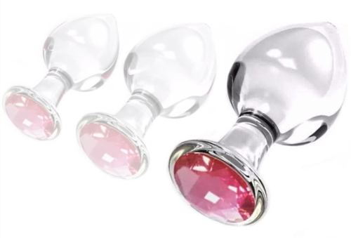 Diamond Glassy Jewelled Glass Plug L 8.5 x 4cm
