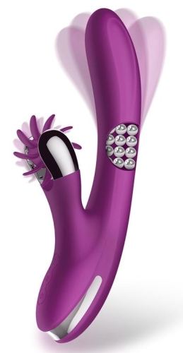 Rotating Double Rabbit Vibrator 10 x 3.5cm Violet